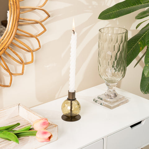 Kefi round candleholder olive