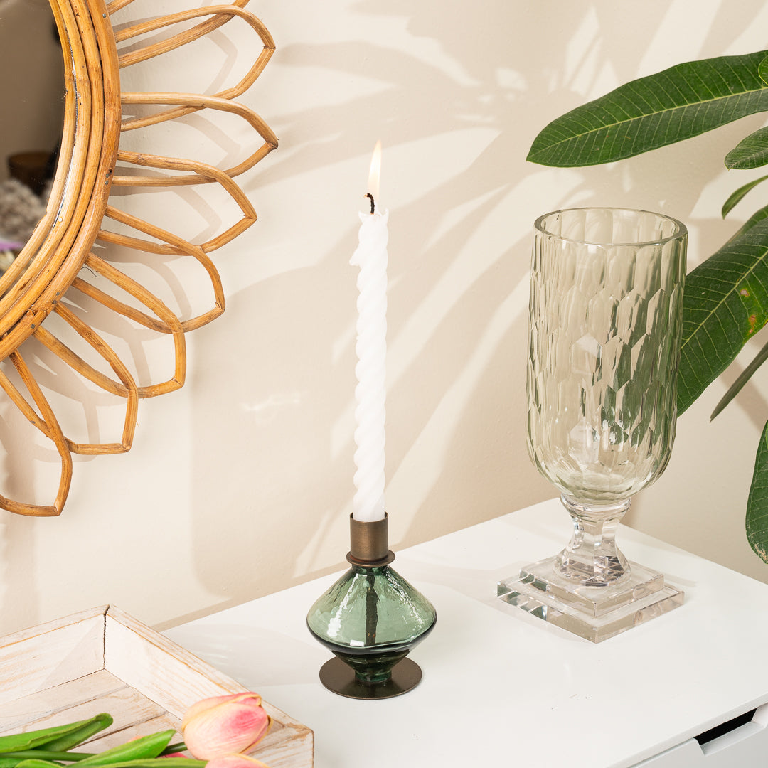Kefi diamond candleholder green