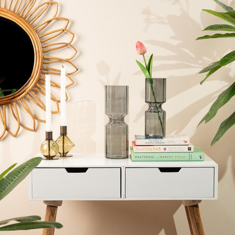 Elle fluted vase smoke L