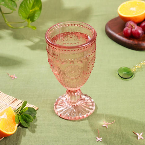 Evara Vintage Wine Glass Pink