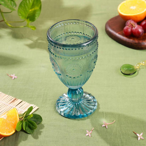 Evara Vintage Wine Glass Blue