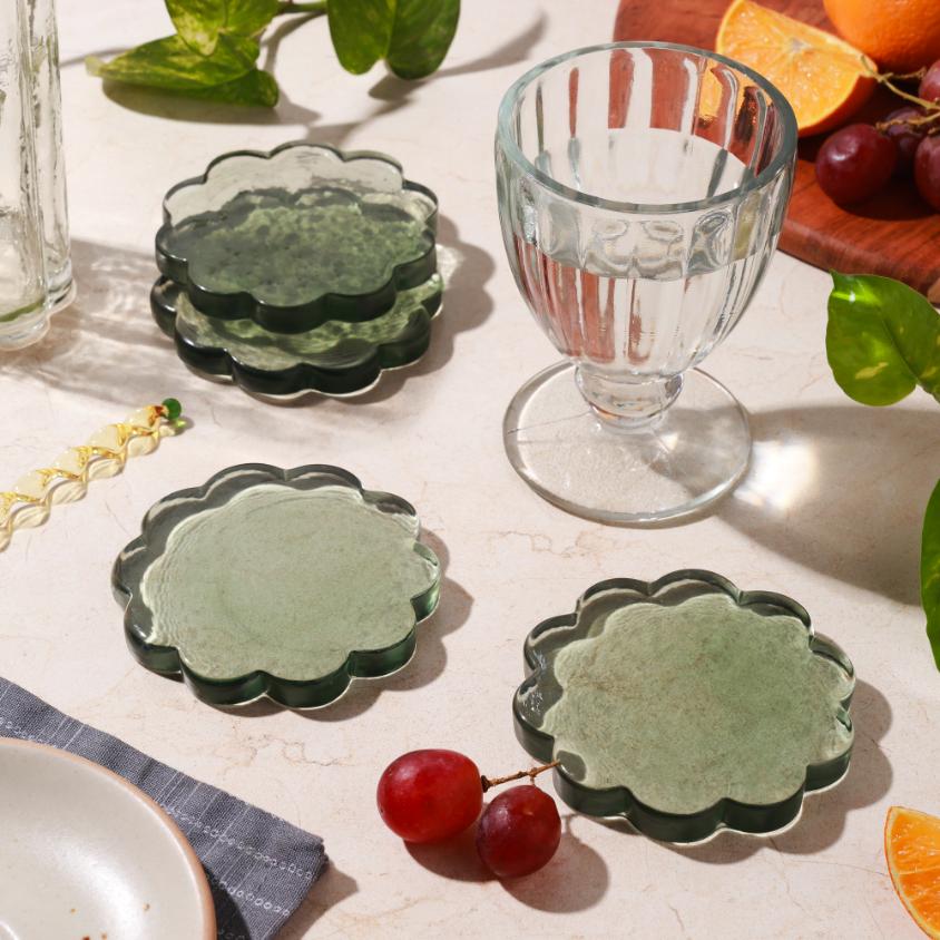 Daisy Coaster Green S/4