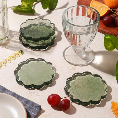 Daisy Coaster Green S/4
