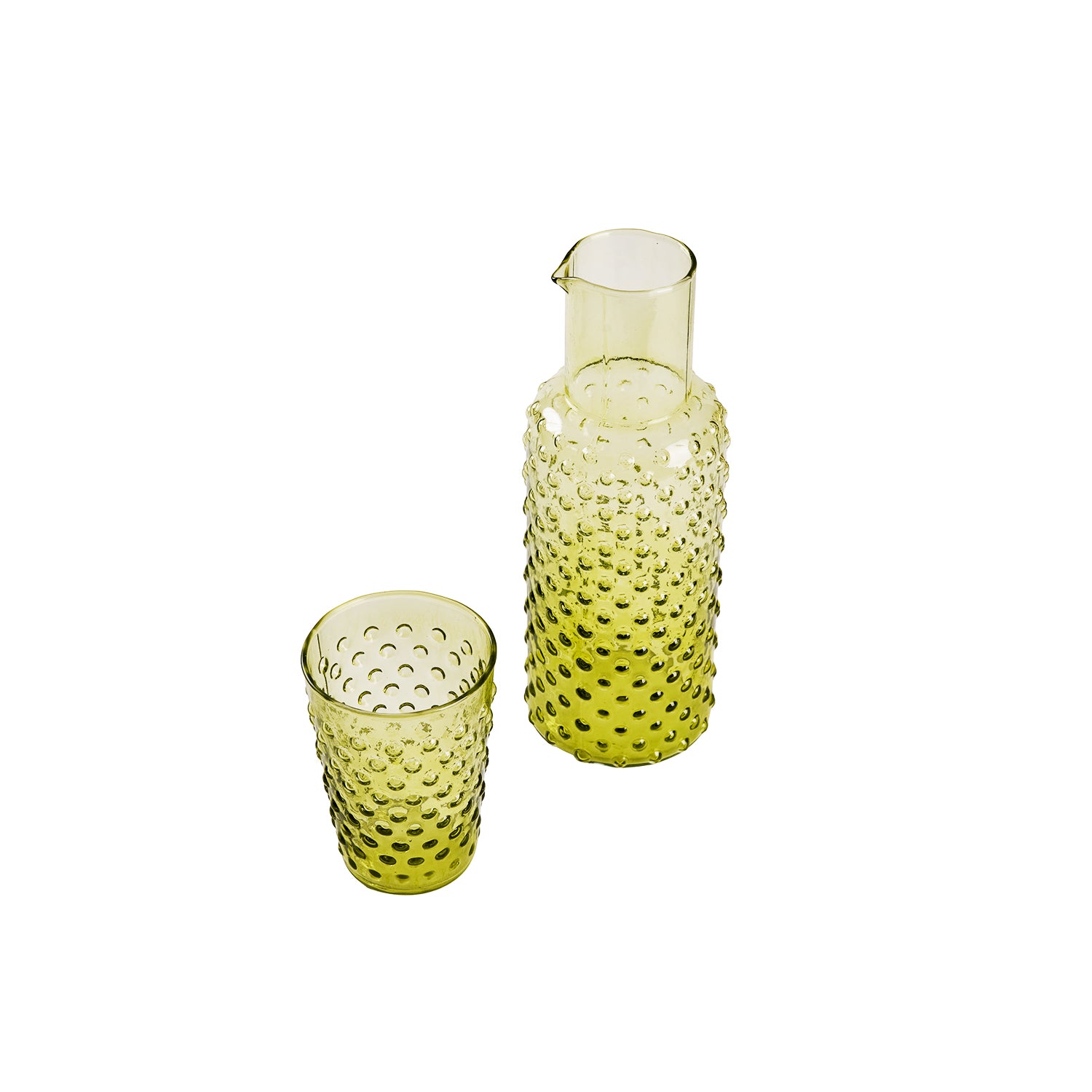 Aria Ribbed Carafe and glass set Olive