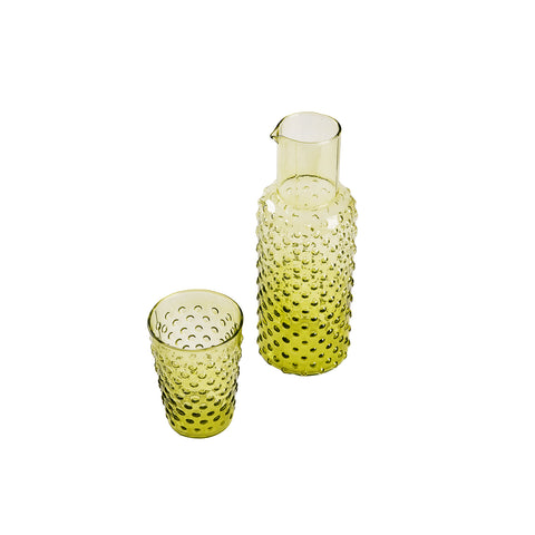 Aria Ribbed Carafe and glass set Olive