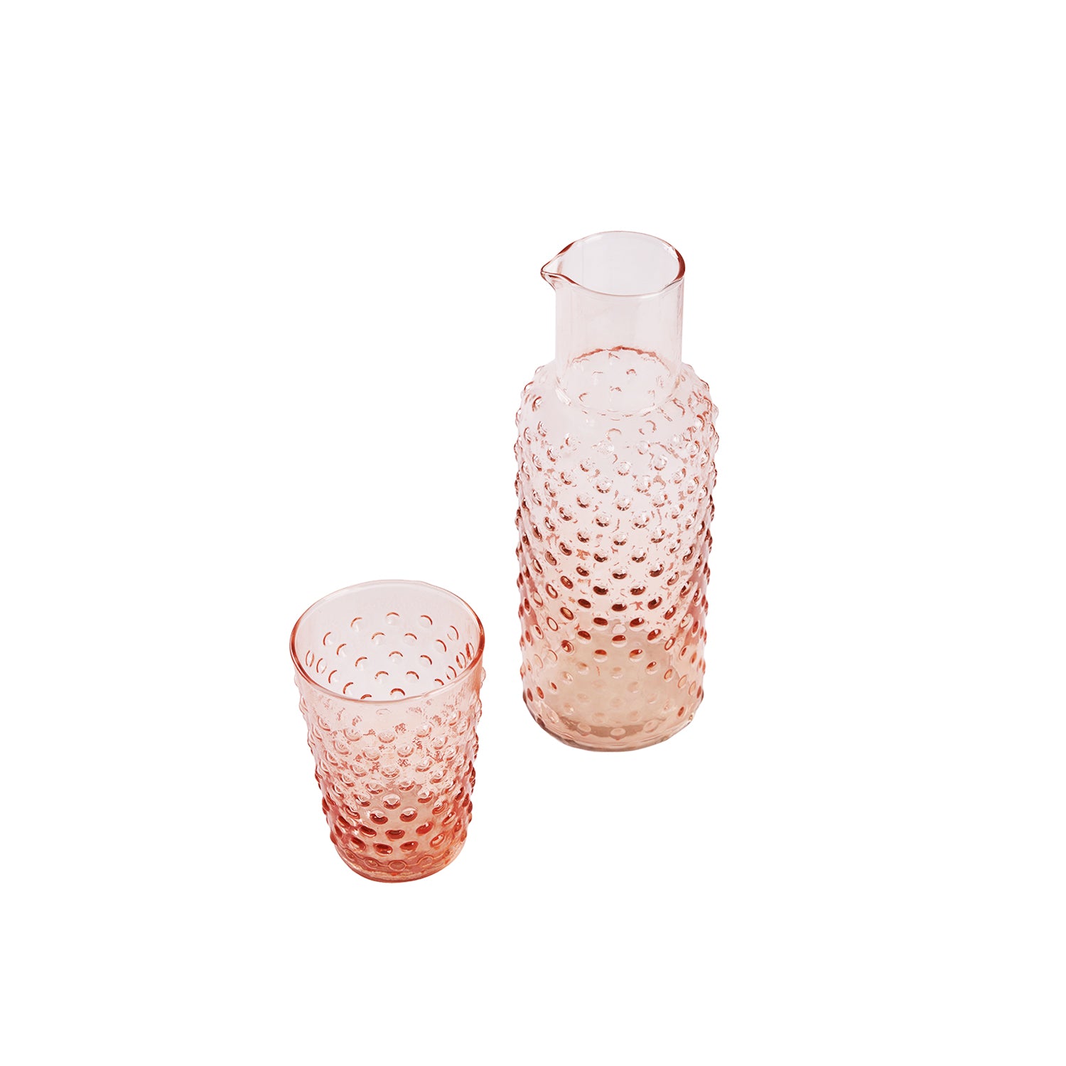 Aria Ribbed Carafe and glass set Peach